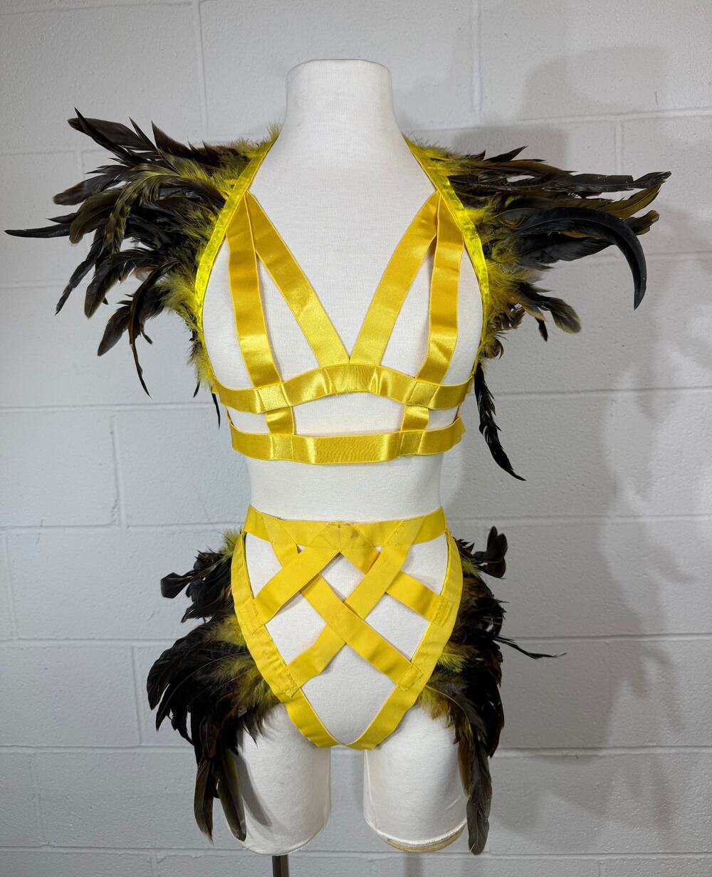 Women’s Feather Body Harness Clothing Accessory Adjustable Stretch Belt Used